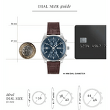 Hugo Boss Skytraveller Chronograph Blue Dial Brown Leather Strap Watch for Men - 1514194 Buy Now By Hugo Boss