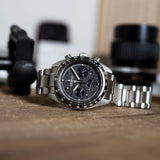 Seiko Prospex Speedtimer Solar Chronograph Black Dial Silver Steel Strap Watch for Men - SSC819 Authentic Buy Shop Now