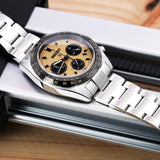 Seiko Prospex Speedtimer Solar Chronograph Gold Dial Silver Steel Strap Watch for Men - SSC817 Authentic Buy Shop Now