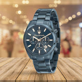 Maserati Attrazione Chronograph Blue Dial Blue Steel Strap Watch for Men - R8873626003 Authentic Buy Shop Now