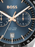 Hugo Boss Tourmaster Chronograph Blue Dial Two Tone Steel Strap Watch for Men - 1514288 Authentic Buy Shop Now