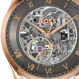 Hugo Boss Principle Skeleton Grey Dial Brown Leather Strap Watch for Men - 1514253 Authentic Buy Shop Now