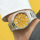 Citizen Tsuyosa Automatic Yellow Dial Silver Steel Strap Watch for Men - NJ0150-56Z Authentic Buy Shop Now