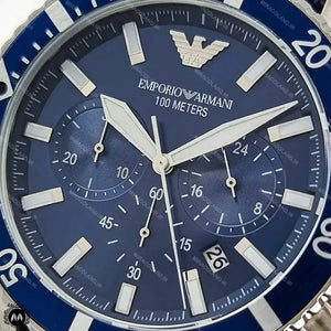 Emporio Armani World Explorer Chronograph Blue Dial Blue Nylon Strap Watch for Men - AR11588 Buy Now By Emporio Armani