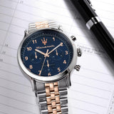 Maserati Epoca Limited Edition Chronograph Blue Dial Two Tone Steel Strap Watch for Men - R8873618021 Authentic Buy Shop Now