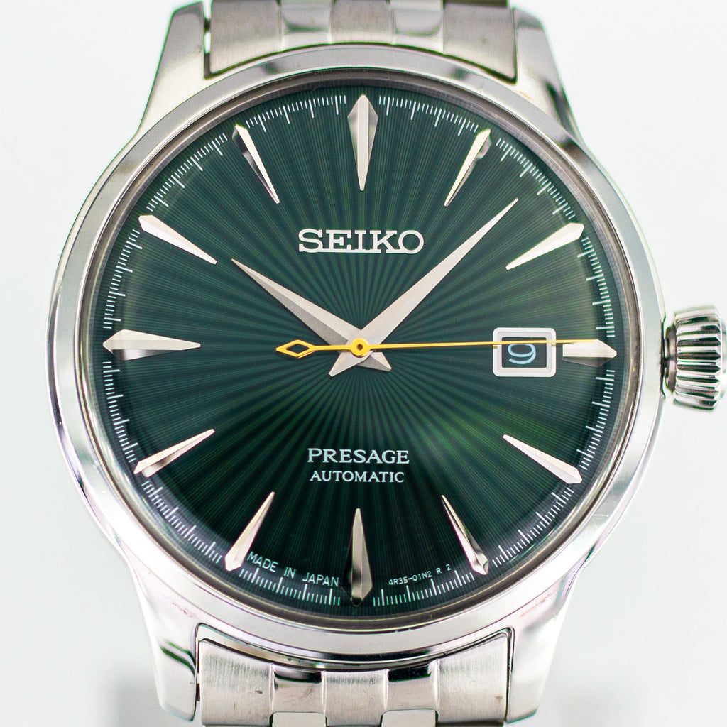 Seiko Presage Cocktail Time Automatic Green Dial Silver Steel Strap Watch for Men - SRPE15J1 Authentic Buy Shop Now