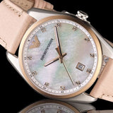 Emporio Armani Tazio Mother of Pearl Dial Pink Leather Strap Watch for Women - AR6133 Buy Now By Emporio Armani