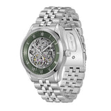 Hugo Boss Principle Skeleton Green Dial Silver Steel Strap Watch for Men - 1514236 Authentic Buy Shop Now