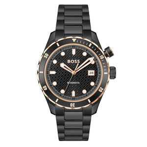 Hugo Boss Bossmatic Automatic Black Dial Black Steel Strap Watch for Men - 1514215 Authentic Buy Shop Now