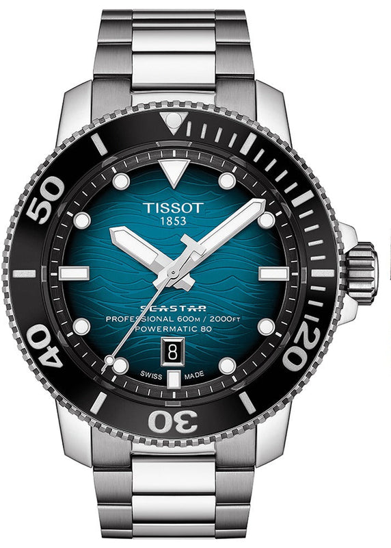 Tissot Seastar 2000 Professional Powermatic 80 Blue Dial Silver Steel Strap Watch for Men - T120.607.11.041.00 Authentic Buy Shop Now