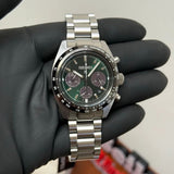 Seiko Prospex Speedtimer Solar Chronograph Green Dial Silver Steel Strap Watch for Men - SSC933 Authentic Buy Shop Now