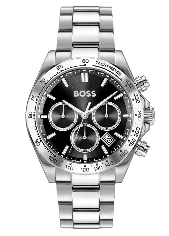 Hugo Boss Hero 2.0 Chronograph Black Dial Silver Steel Strap Watch for Men - 1514267 Authentic Buy Shop Now