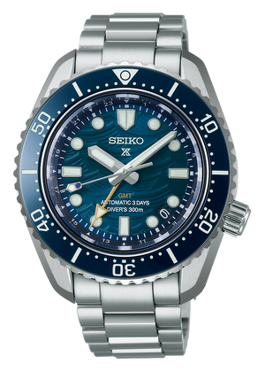 Seiko Prospex 1968 Heritage Divers GMT The Great Wave Limited Edition Blue Dial Silver Steel Strap Watch for Men - SPB509J1 Authentic Buy Shop Now