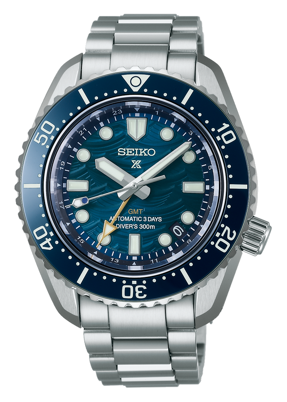 Seiko Prospex 1968 Heritage Divers GMT The Great Wave Limited Edition Blue Dial Silver Steel Strap Watch for Men - SPB509J1 Authentic Buy Shop Now