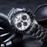 Seiko Prospex Speedtimer Solar Chronograph White Dial Silver Steel Strap Watch for Men - SSC813 Authentic Buy Shop Now