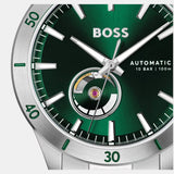 Hugo Boss Troper Automatic Chronograph Green Dial Silver Steel Strap Watch for Men - 1514200 Authentic Buy Shop Now