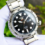 Seiko 5 Sports Automatic Black Dial Silver Steel Strap Watch for Men - SRPC61J1 Buy Now By Seiko