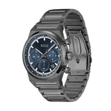 Hugo Boss Candor Chronograph Blue Dial Grey Steel Strap Watch for Men - 1514223 Authentic Buy Shop Now