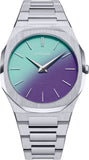 D1 Milano Ultra Thin Chromo Purple Sync Dial Silver Steel Strap Watch for Women - D1-UTBJ43 Authentic Buy Shop Now
