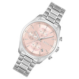 Hugo Boss Grand Tour Chronograph Pink Mother of Pearl Dial Silver Steel Strap Watch for Women - 1502765 Authentic Buy Shop Now