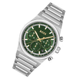 Hugo Boss Candor Chronograph Green Dial Silver Steel Strap Watch for Men - 1514220 Authentic Buy Shop Now