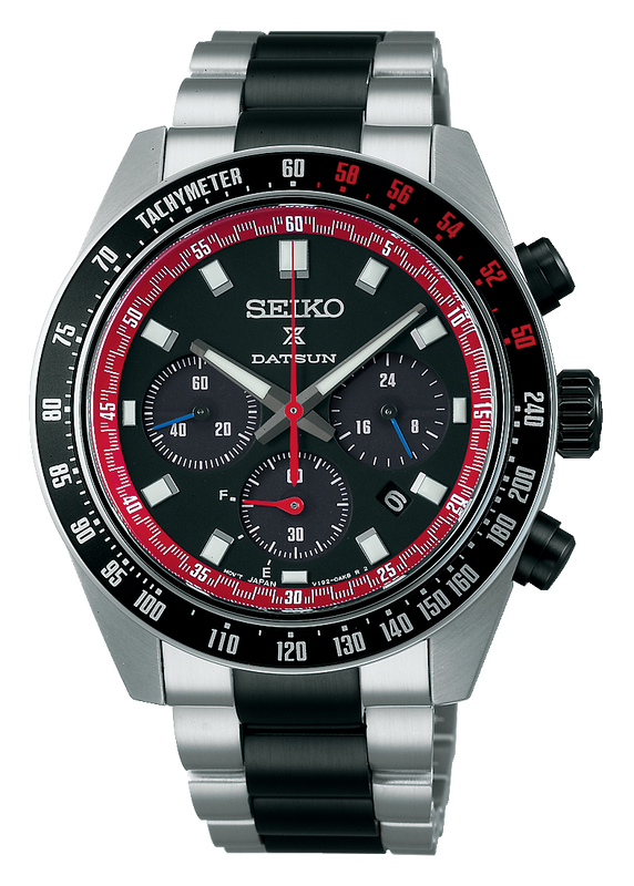 Seiko Prospex Speedtimer Solar Chronograph Datsun 240Z Collaboration Limited Edition Black Dial Two Tone Steel Strap Watch for Men - SSC957 Authentic Buy Shop Now