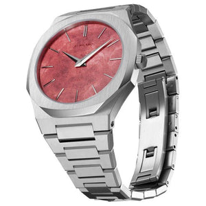 D1 Milano Ultra Thin Red Dial Silver Steel Strap Watch for Men - D1-UTBJ20 Authentic Buy Shop Now