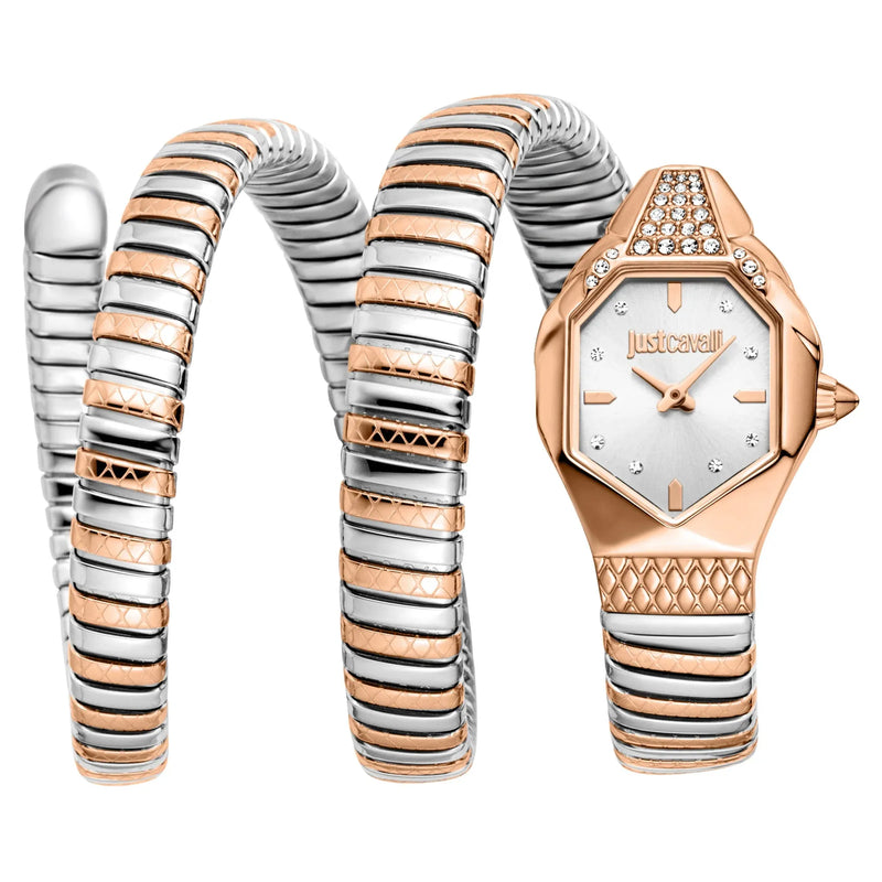 Just Cavalli Ambra Silver Dial Two Tone Steel Strap Watch for Women - JC1L370M0065 Authentic Buy Shop Now