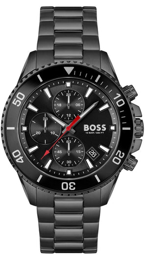 Hugo Boss Admiral Chronograph Black Dial Black Steel Strap Watch for Men - 1514258 Buy Now By Hugo Boss