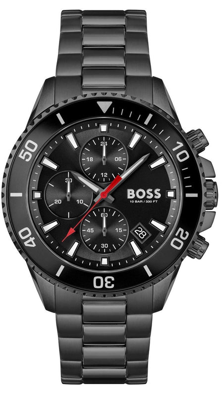 Hugo Boss Admiral Chronograph Black Dial Black Steel Strap Watch for Men - 1514258 Buy Now By Hugo Boss
