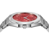 D1 Milano Ultra Thin Red Dial Silver Steel Strap Watch for Men - D1-UTBJ20 Authentic Buy Shop Now