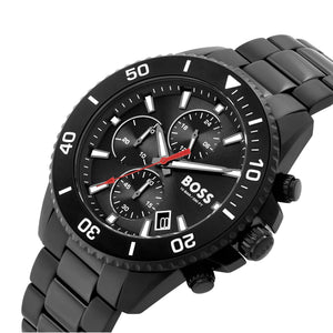Hugo Boss Admiral Chronograph Black Dial Black Steel Strap Watch for Men - 1514258 Buy Now By Hugo Boss