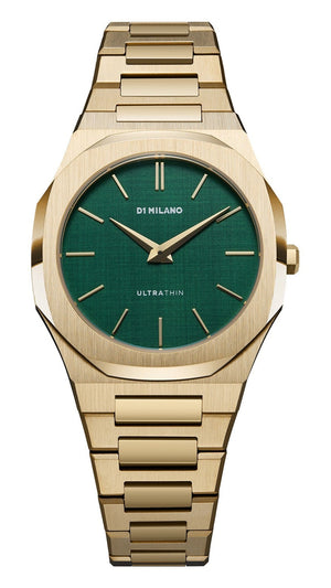 D1 Milano Ultra Thin Green Dial Gold Steel Strap Watch for Women - D1-UTBL18 Authentic Buy Shop Now