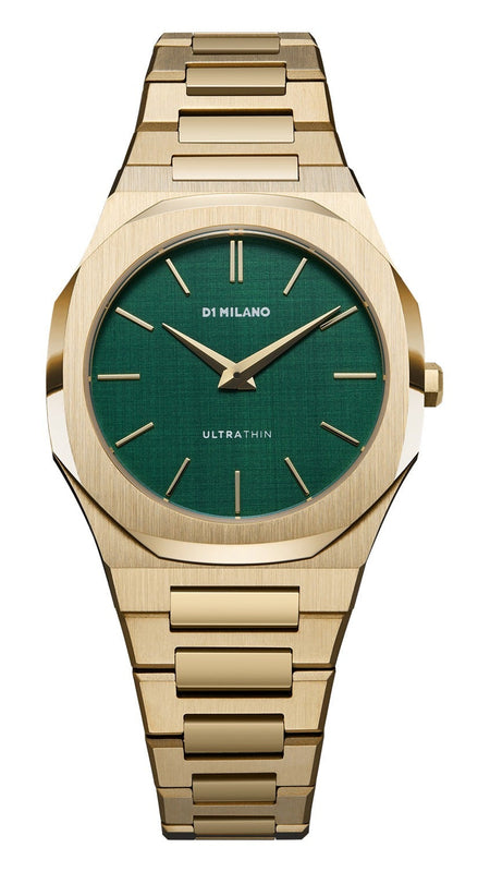 D1 Milano Ultra Thin Green Dial Gold Steel Strap Watch for Women - D1-UTBL18 Authentic Buy Shop Now