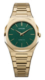 D1 Milano Ultra Thin Green Dial Gold Steel Strap Watch for Women - D1-UTBL18 Authentic Buy Shop Now