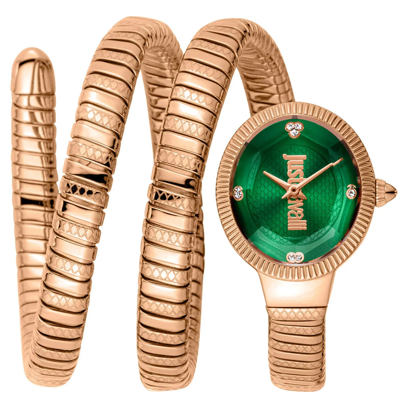 Just Cavalli After Party Green Dial Rose Gold Steel Strap Watch for Women - JC1L269M0045 Authentic Buy Shop Now
