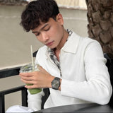 D1 Milano Square Gray Dial Grey Steel Strap Watch for Men - D1-SQBJ11 Authentic Buy Shop Now