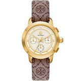 Tory Burch The Tory Chronograph White Dial Maroon Jacquard Strap Watch for Women - TBW1051 Buy Now By Tory Burch
