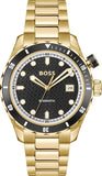 Hugo Boss Bossmatic Automatic Black Dial Gold Steel Strap Watch for Men - 1514180 Authentic Buy Shop Now