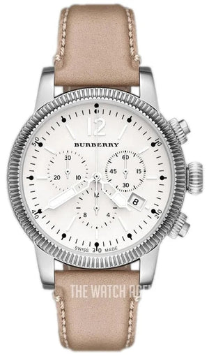 Burberry Utilitarian Chronograph White Dial Pink Leather Strap Watch for Women - BU7816 Authentic Buy Shop Now