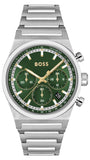 Hugo Boss Candor Chronograph Green Dial Silver Steel Strap Watch for Men - 1514220 Authentic Buy Shop Now