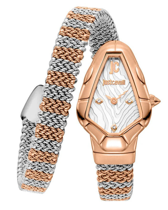 Just Cavalli Fiamma Silver Dial Two Tone Steel Strap Watch for Women - JC1L426M0065 Authentic Buy Shop Now