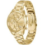 Hugo Boss Grand Tour Chronograph Gold Dial Gold Steel Strap Watch for Women - 1502768 Authentic Buy Shop Now