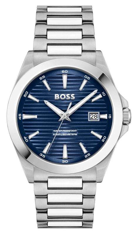 Hugo Boss Strike Limited Edition Blue Dial Silver Steel Strap Watch for Men - 1514205 Authentic Buy Shop Now