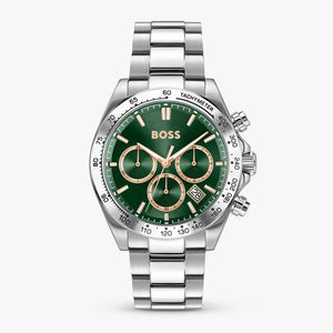 Hugo Boss Hero 2.0 Chronograph Green Dial Silver Steel Strap Watch for Men - 1514268 Authentic Buy Shop Now