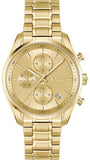 Hugo Boss Grand Tour Chronograph Gold Dial Gold Steel Strap Watch for Women - 1502768 Authentic Buy Shop Now