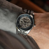 Hugo Boss Principle Skeleton Blue Dial Grey Steel Strap Watch for Men - 1514254 Authentic Buy Shop Now