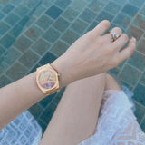 D1 Milano Ultra Thin Marble Dial Rose Gold Steel Strap Watch for Women - D1-UTBL14 Authentic Buy Shop Now
