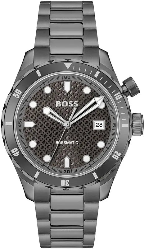 Hugo Boss Bossmatic Automatic Anthracite Grey Dial Grey Steel Strap Watch for Men - 1514213 Authentic Buy Shop Now