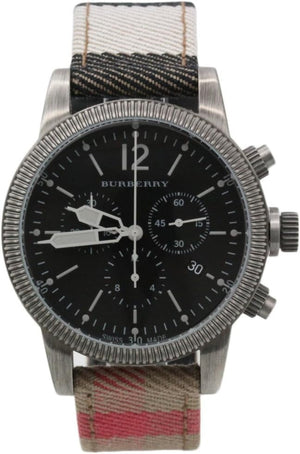 Burberry Utilitarian Chronograph Black Dial Tri Tone Leather Strap Watch for Men - BU7815 Authentic Buy Shop Now